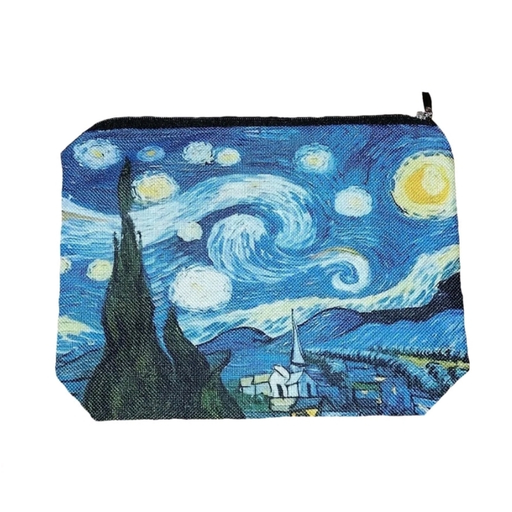 Van Gogh Starry Night Artist Painting Canvas Makeup Cosmetic Bag Organizer Pouch